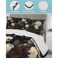 thumbnail image 4 of Vintage Black Floral Twin XL Size Down Alternative Comforter, Lightweight Comforter Quilt Bedding Set with Pillow Shams Spring Seasonal Botanical Blooms All Seasons Bed Comforter Duvet Insert 68"x98", 4 of 7
