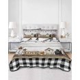 thumbnail image 2 of Quilt King Size Bedding Set, Vintage Country Reversible Summer Quilt 3 Pieces, Farm Barn Star Plaid Wooden Grain Lightweight Bedspreads Coverlets with 2 Pillow Shams for All Seasons, 2 of 5