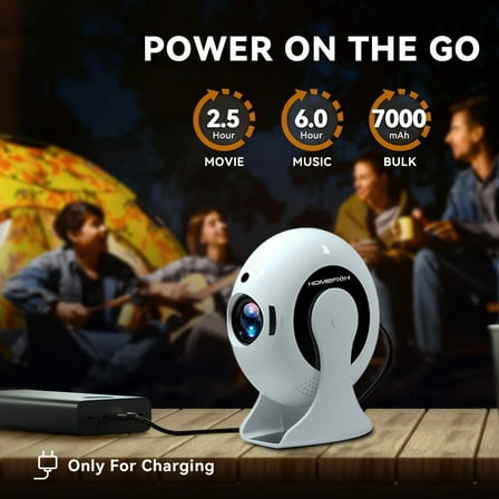 Homefish 1pc CD200 Built-in Apps Mini Portable Projector, 1080P Support Full HD,Auto Keystone Projector with WiFi & Bluetooth, 270° Rotatable Smart Home Cinema Projector for Phone/HDMI/USB/Laptop