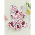 thumbnail image 2 of Arvbitana 1T 2T 3T 4T 5T 6T Toddler Baby Girl Two Piece Swimsuit Ruffle One Shoulder Sleeveless Swimwear Flower Bathing Suit Beach Bikini, 2 of 9
