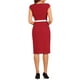 thumbnail image 3 of Vestido de oficina INSPIRE CHIC para mujer, con mangas cortas, ceñido elegante y cinturón, color rojo, 3 of 6
