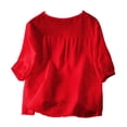 thumbnail image 3 of Lpmadey Floral Embroidered Tops for Women 3/4 Sleeve Boho Vacation Dressy Casual Shirts V Neck Tunic Tshirt, 3 of 7
