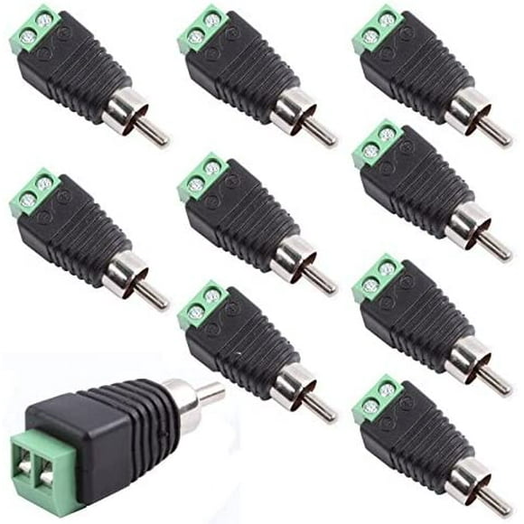 Phono RCA Screws Male Female Plug to AV Screw Terminal Audio/Video Connector Adapter (Male Connector 10-Pack)