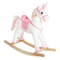thumbnail image 1 of Qaba Kids Plush Toy Rocking Horse Unicorn with Realistic Sounds, White & Pink, 1 of 10
