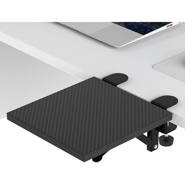 Ergonomics Desk Extender Tray, 9.5"x9.1" Punch-Free Clamp on, Foldable Keyboard Drawer Tray, Table Mount Arm Wrist Rest Shelf, Computer Elbow