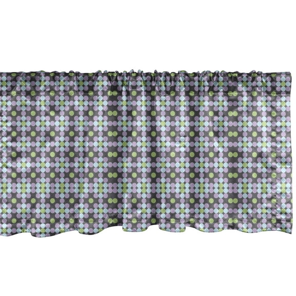 Ambesonne Abstract Valance Pack of 2, Symmetrical Design of Dots, 54"X12", Purpleblue and Pistachio Green