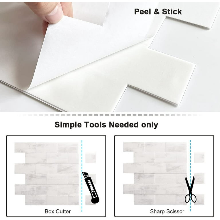  BeNice Peel and Stick Backsplash for Kitchen Subway Tiles,Stick  Tiles for Bathroom Wall Stickers Adhesive Tiles White Backsplash(Carrara  White,10sheets) : Tools & Home Improvement