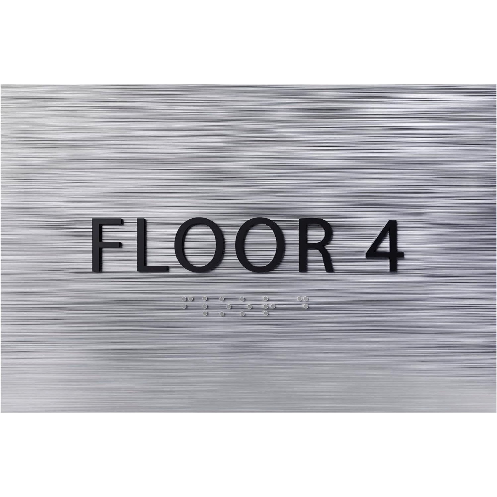 ADA CENTRAL SIGNS - 6 X4 Floor 4 Sign - ADA Compliant Tactile Graphics Grade 2 Braille Text | Wall Mount Plastic Directional Assistance Floor Number Sign for Office Schools Hospitals Apartments