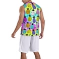 thumbnail image 5 of Gaeub Graffiti Pineapples Men's Mesh Basketball Jersey, Quick-Drying Sleeveless Top S-4XL, Loose Muscle Tank Top -Small, 5 of 9
