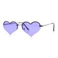 thumbnail image 5 of Womens Hippie Bubbly Heart Shape Half Rim Metal Retro Sunglasses Silver - Purple, 5 of 7