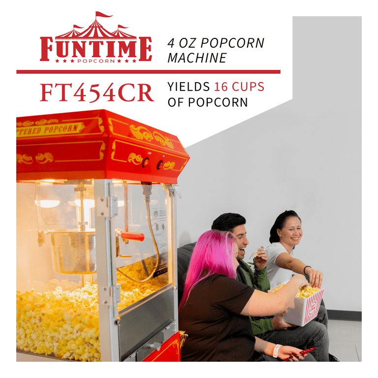 Funtime 4 oz Full-Size Hot Oil Popcorn Maker Machine with Cart