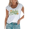 thumbnail image 4 of ABPHQTO Camiseta blanca con recortes y estampado de tía para mujer, 4 of 5