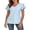 Light Blue, variant on Dreamfish Women's Summer Tops V Neck T Shirt Ruffle Short Sleeve Eyelet Top Casual Eyelet Blouse