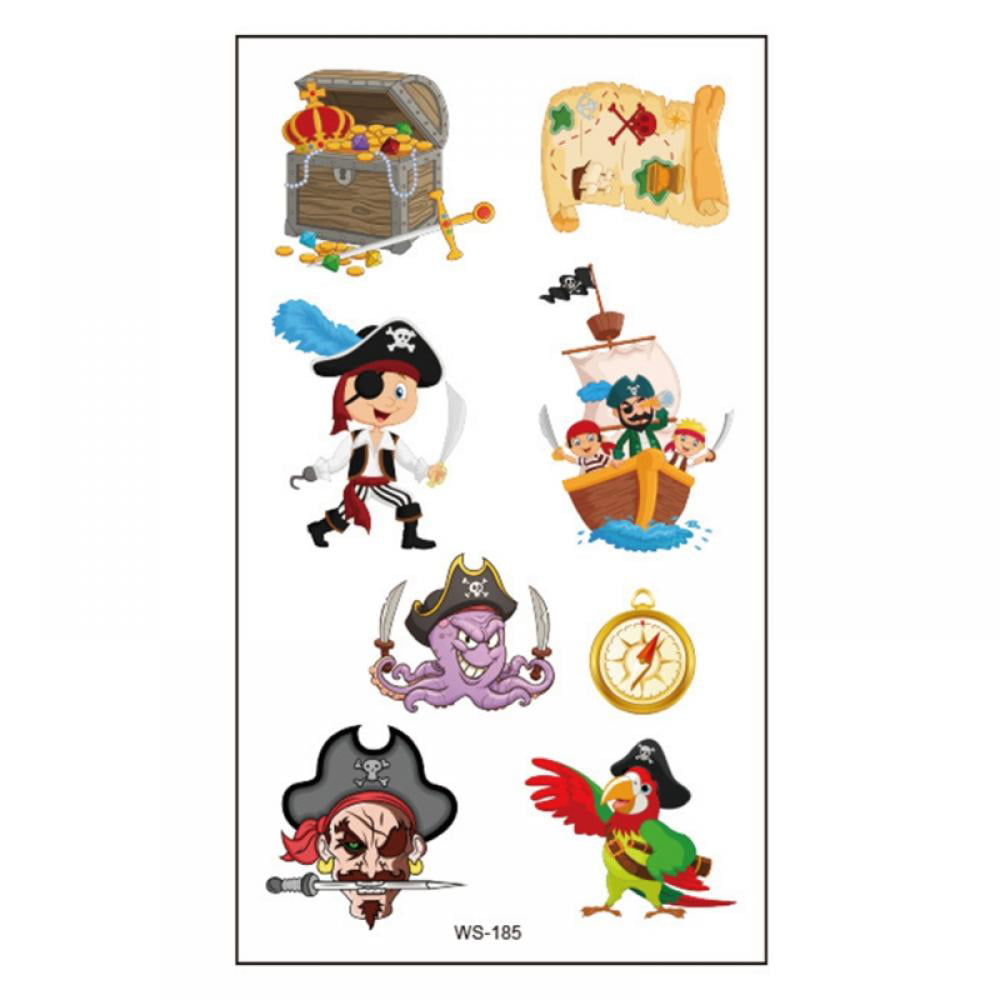 Cartoon Kids Temporary Tattoo Sticker Party Supplies Lolly Loot Bag Cake Banner 