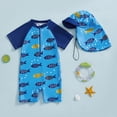 thumbnail image 2 of lnmuld Boys 2 Piece Cartoon Pattern Hooded Rash Guard and Trunks Swim Set Size:3-4 Years, 2 of 7