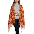 thumbnail image 3 of Cauagu Christmas With Gold Snowflakes Print Women Wrap Shawl tassels Scarves Retro Scarf 77.6"X28.3", 3 of 8