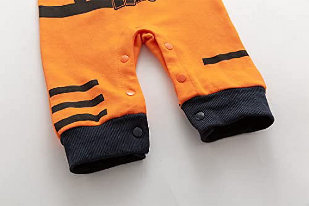 StylesILove Baby Toddler Boy Astronaut Cotton Onesie Hooded Romper Cosplay Party Halloween Jumpsuit Outfit (36 Months, Orange - Short Sleeve)