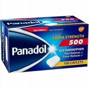 PANADOL 500 mg Extra Strength Caplets Pain Reliever 100 Count