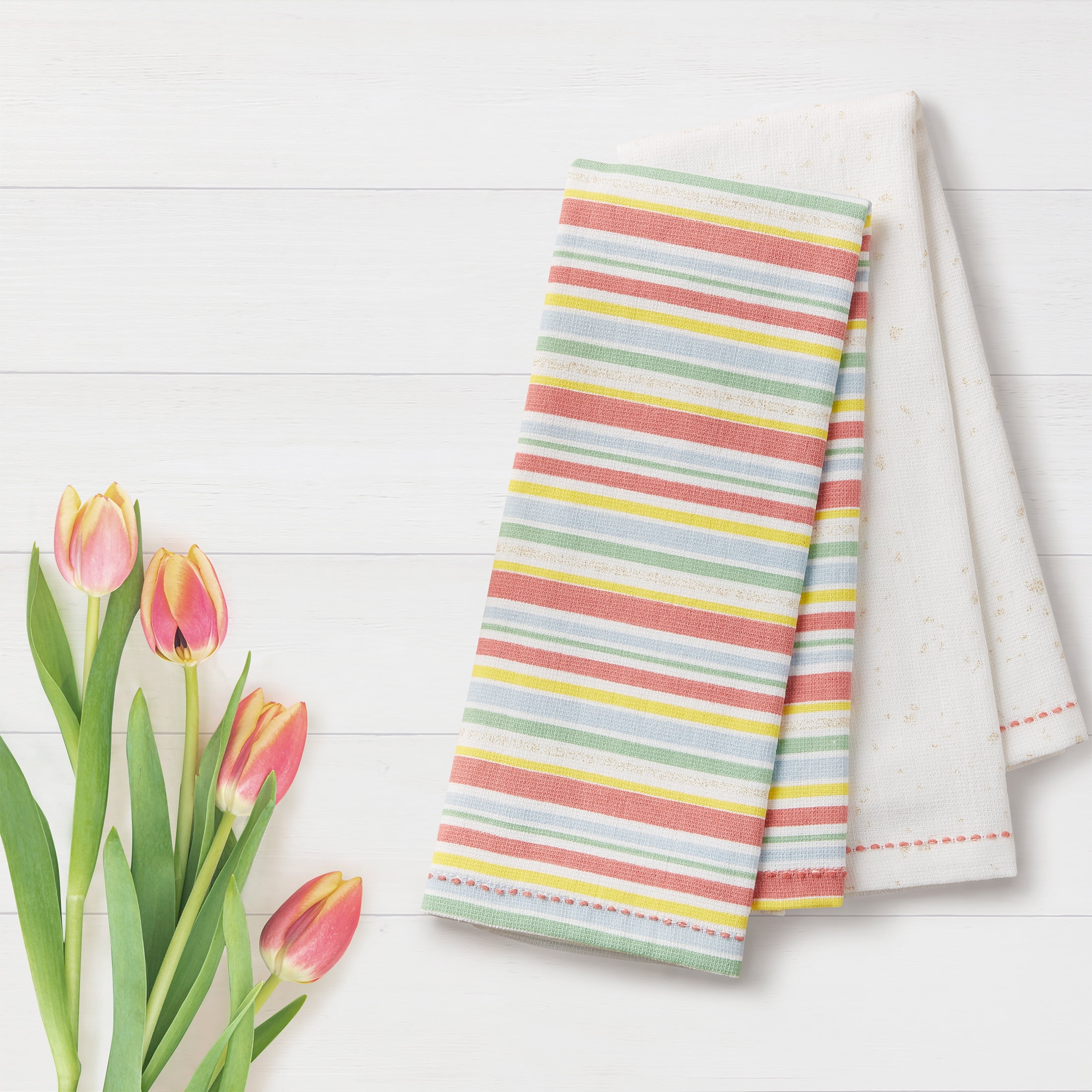 WAY TO CELEBRATE! Way to Celebrate Speckled 15" x 25" Cotton Kitchen Towels, 2 Pieces, Pink/Multi