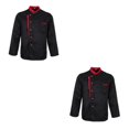 thumbnail image 4 of Wosthever Long Sleeves Chef Jacket Coat Hotel   Waiters Uniform Kitchen Tops Negro 2XL 2piezas, 4 of 6