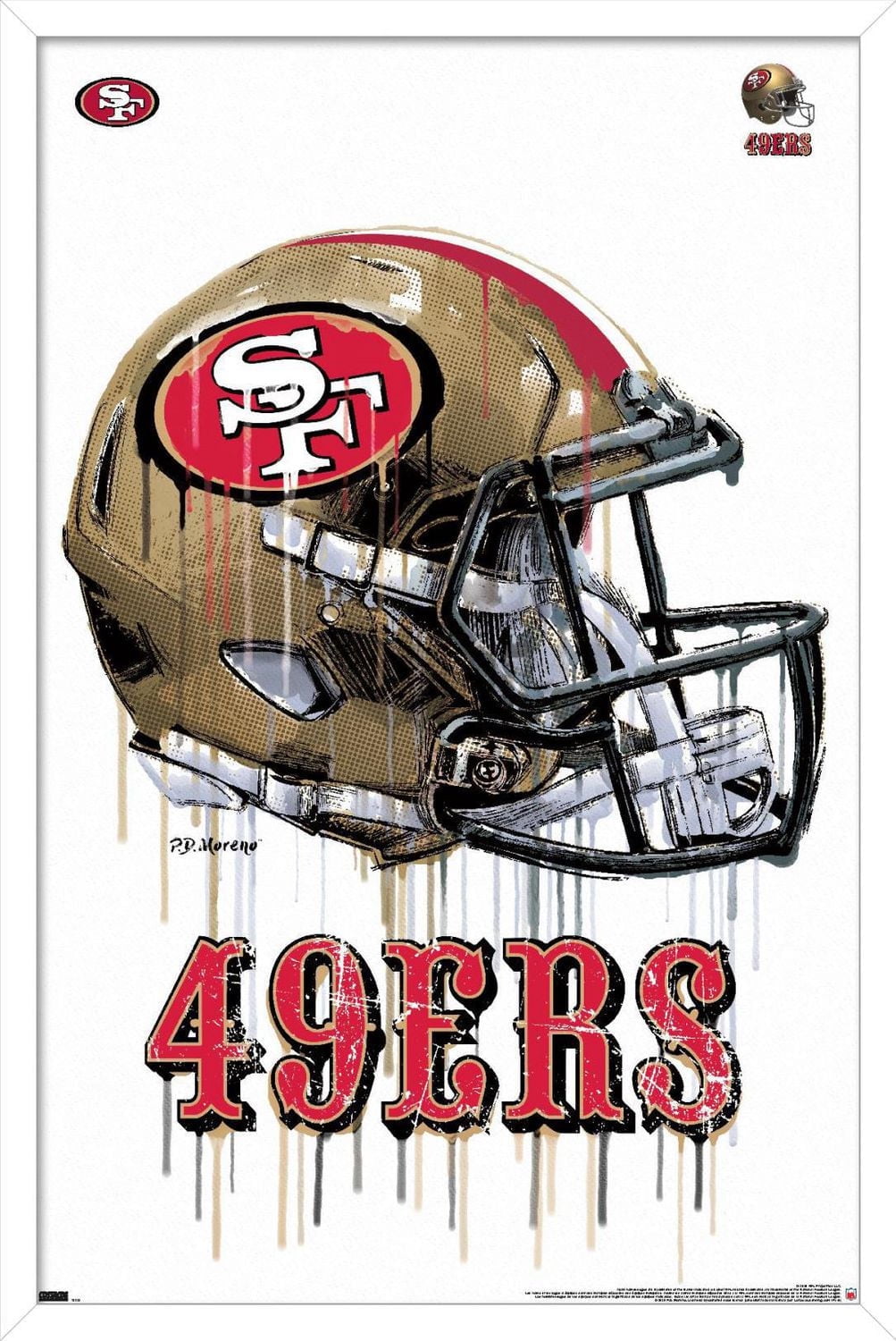 NFL San Francisco 49ers - Drip Helmet 20 Wall Poster with Push Pins