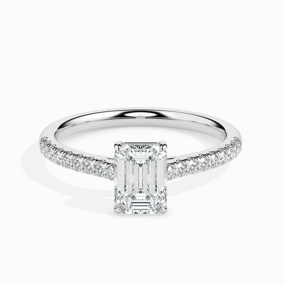 Blue Jewel Emerald Cut Diamond Engagement Ring - 1.5 Ct - Women’s Ring in 14K White Gold Plated - Prong Set for Anniversaries, Proposals, or Gifts