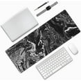 thumbnail image 6 of Abstract Black White Grey Marble Marbled Fluid Texture Pattern Gaming Mouse Pad 31.5 X 11.8 Inch XL Extended Large Keyboard Non-Slip Rubber Base with Stitched Edges for Home Office, 6 of 6