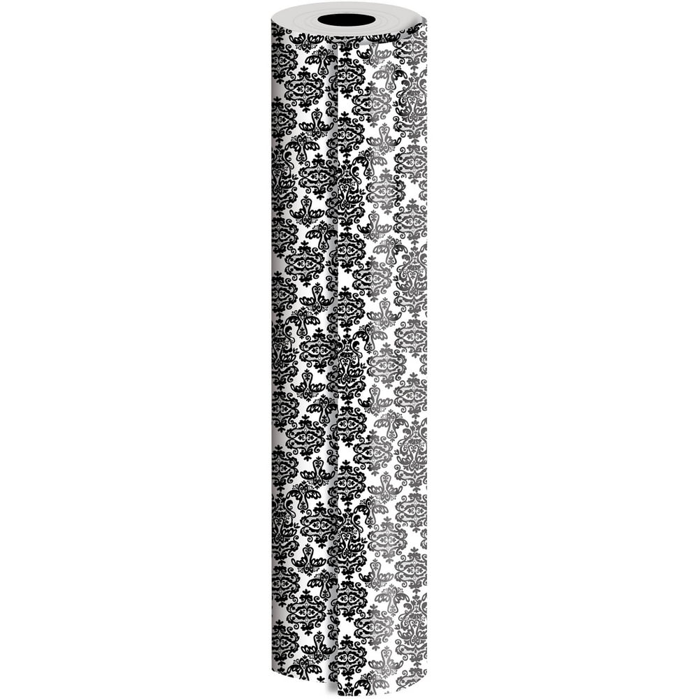 JAM Paper Industrial Size Bulk Wrapping Paper Rolls, Black Damask