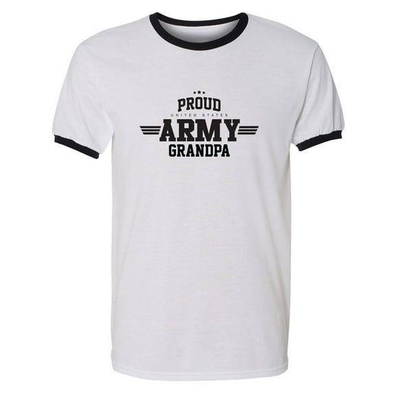 Proud United States Army GRANDPA Adult Short Sleeve Ringer T-shirt