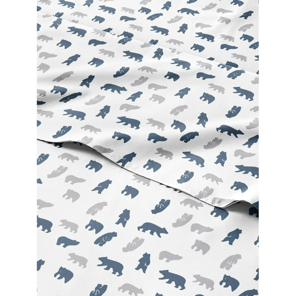 Christmas Sheets Twin XL - 3 Piece Deep Pocket Christmas Sheet Set - Soft & Wrinkle Free - Winter Holiday Sheets - Women Men Kids & Teens - Winter Bed Sheets - Cute Blue And Gray Bear Winter Sheets