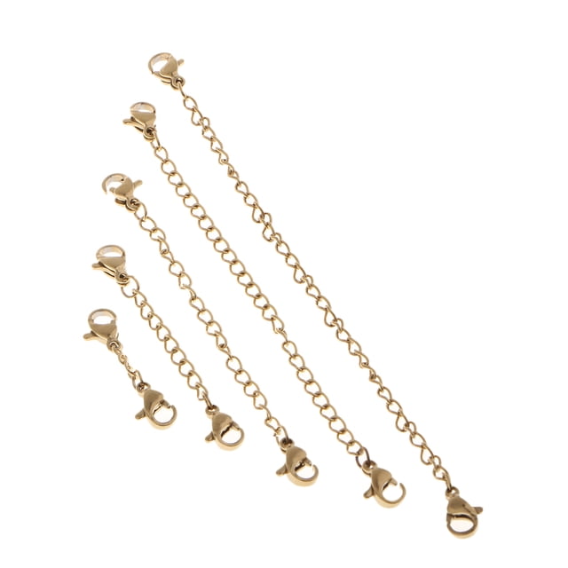 5 piezas 5 tama?os de acero inoxidable extensor de cadena con cierre de langosta dorado Sunnimix extensor de cadena con cierre