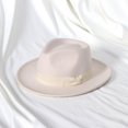 thumbnail image 1 of Sombrero de fieltro con pajarita para hombre y mujer, gorro de Jazz con mezcla de lana negra, elegante, informal, para exteriores, para Primavera, novedad de 2022, 1 of 4