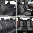 thumbnail image 3 of LAONNVIR Car Seat Covers 5Pcs Full Set with Waterproof Leather Car Seat Protectors Covers Automotive Vehicle Cushion Cover Universal Fit for Nissan Versa 2018-2023 (Black&Grey), 3 of 5