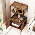 thumbnail image 4 of MIDODO Cat Litter Box Enclosure with Shelves and Door, Hidden Cat Washroom Cabinet Furniture with Scratching Posts,Platform,Elevated Cat Feeding Bow, 4 of 8