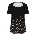 thumbnail image 5 of Short Sleeve Shirts for Women, Womens Scalloped Square Neck Tops Retro Floral Print Short Sleeve Shirts Summer Basic Tee Dressy Casual Tunic Blouse, 5 of 5