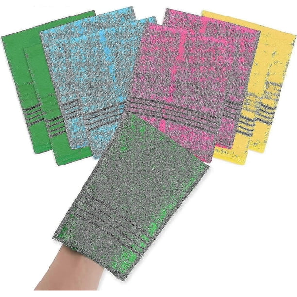 8 piezas de toallitas exfoliantes asiáticas, manoplas exfoliantes coreanas, guantes, toallas italianas, paños de limpieza compatibles para eliminar piel muerta, callosidades y poros. Viscosa.