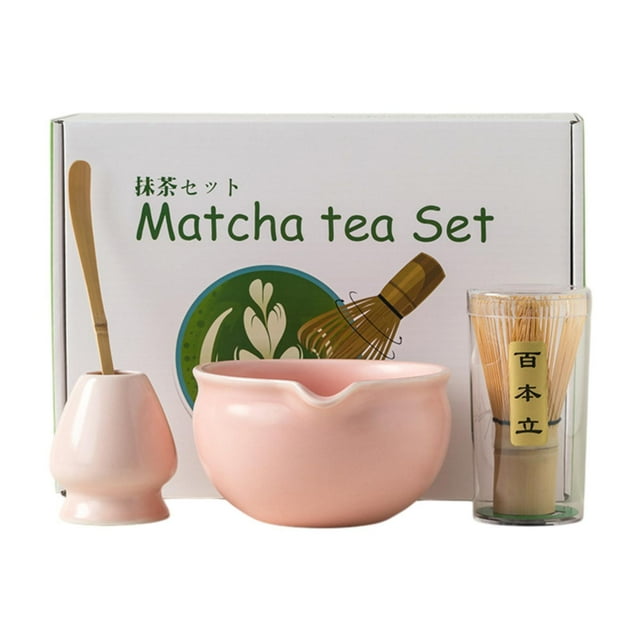 4pcs accesorios japoneses set accesorios hechos a mano Elegantes kits de de matcha para matcha amante de la cocina amigo matcha polvo Rosa