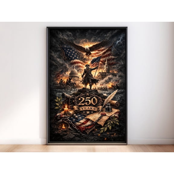 America 250th Anniversary Revolutionary War Decor USA Wall Art 1776 Independence Print, Unframed Paper Poster 8x10in