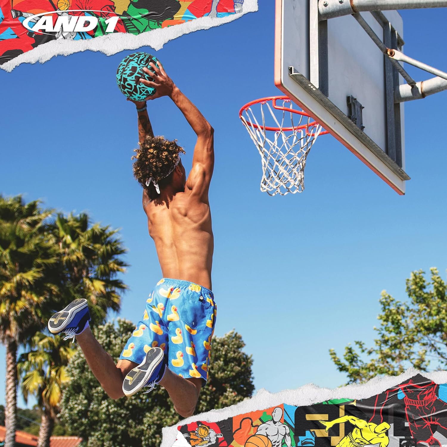 AND1 Fantom Graffiti Rubber Basketball, Size 7 (29.5"), Deep Channel Construction, Indoor/Outdoor Use