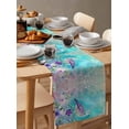 thumbnail image 6 of ERUNPONLY Teal Pink Birds Table Runner - 72 Inch Long Abstract Watercolor Flower Leaf Branch Cotton and Linen Blended Dress Scarves Farmhouse Table Runner for Kitchen Dining, Coffee Table, 13"x72", 6 of 8