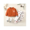 thumbnail image 2 of Qiylii Baby Girls Boys 2 Pieces Outfit, Heart Long Sleeve Tops + Floral Pants, 2 of 9