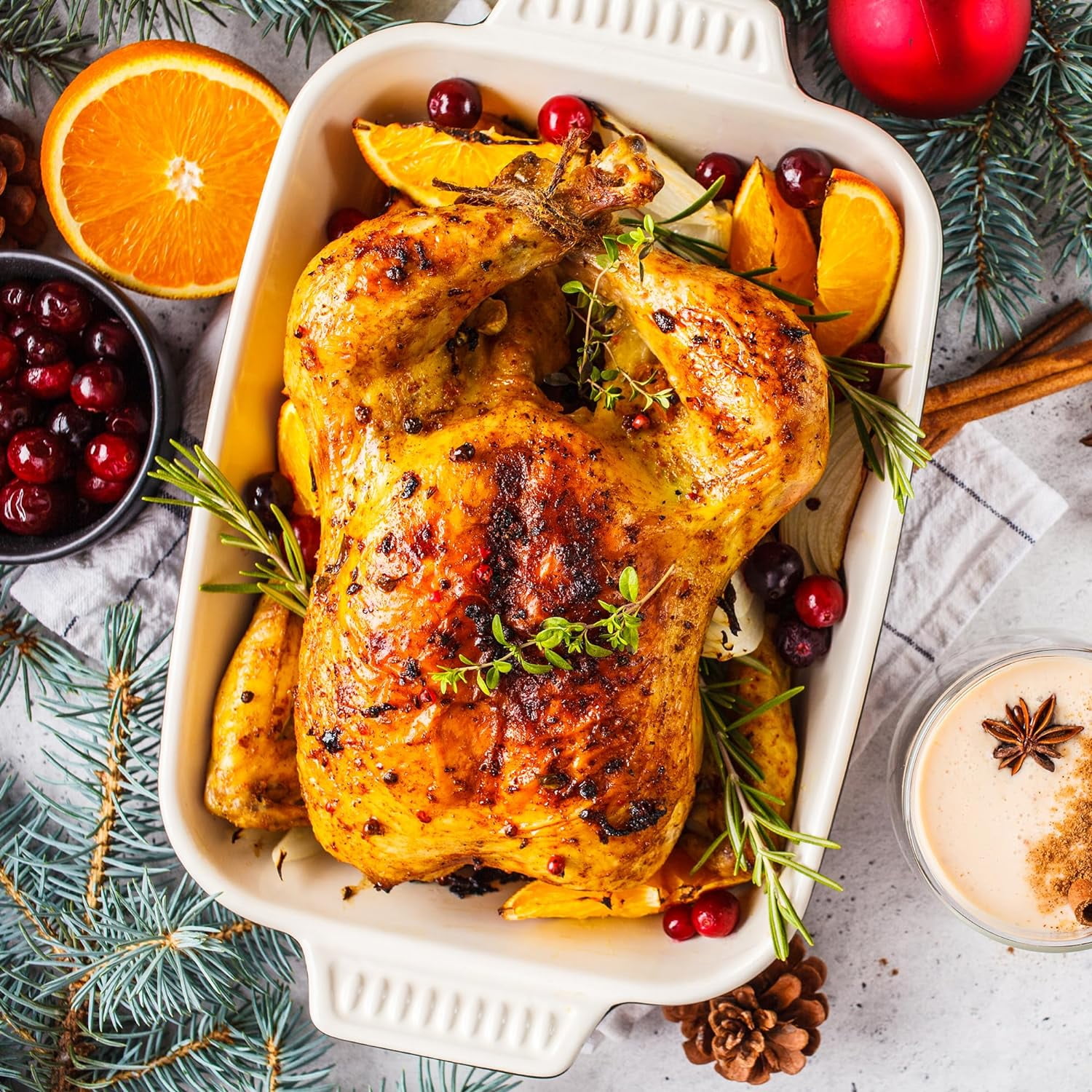 Roaster Oven Electric, Roaster Oven 22 Quart with Self-Basting Lid, Turkey Roaster Oven with Removable Pan and Rack, Adjustable Temperature Control Powerful 1450W Stainless Steel Roaster Oven, White