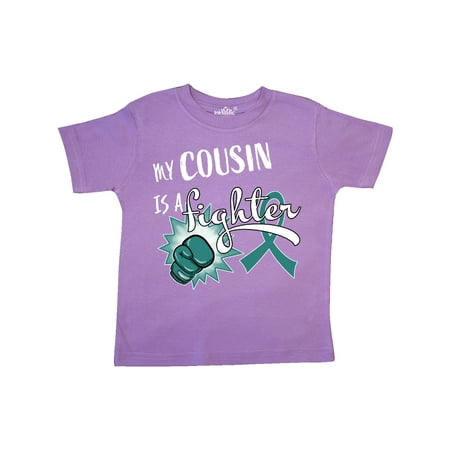 

Inktastic Ovarian Cancer Awareness My Cousin is a Fighter Gift Toddler Boy or Toddler Girl T-Shirt