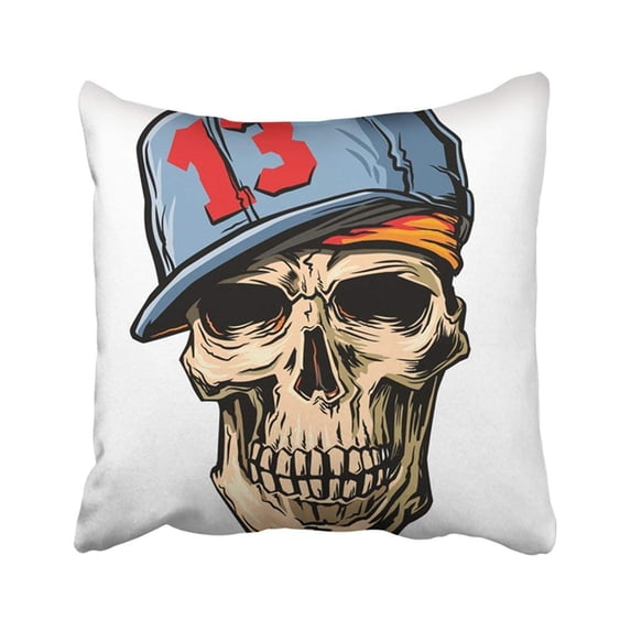ARTJIA Death Skull With Cap On White Magic Tattoo Anatomy Ancient Bone Cartoon Danger Pillowcase Pillow Cover 18x18 inches