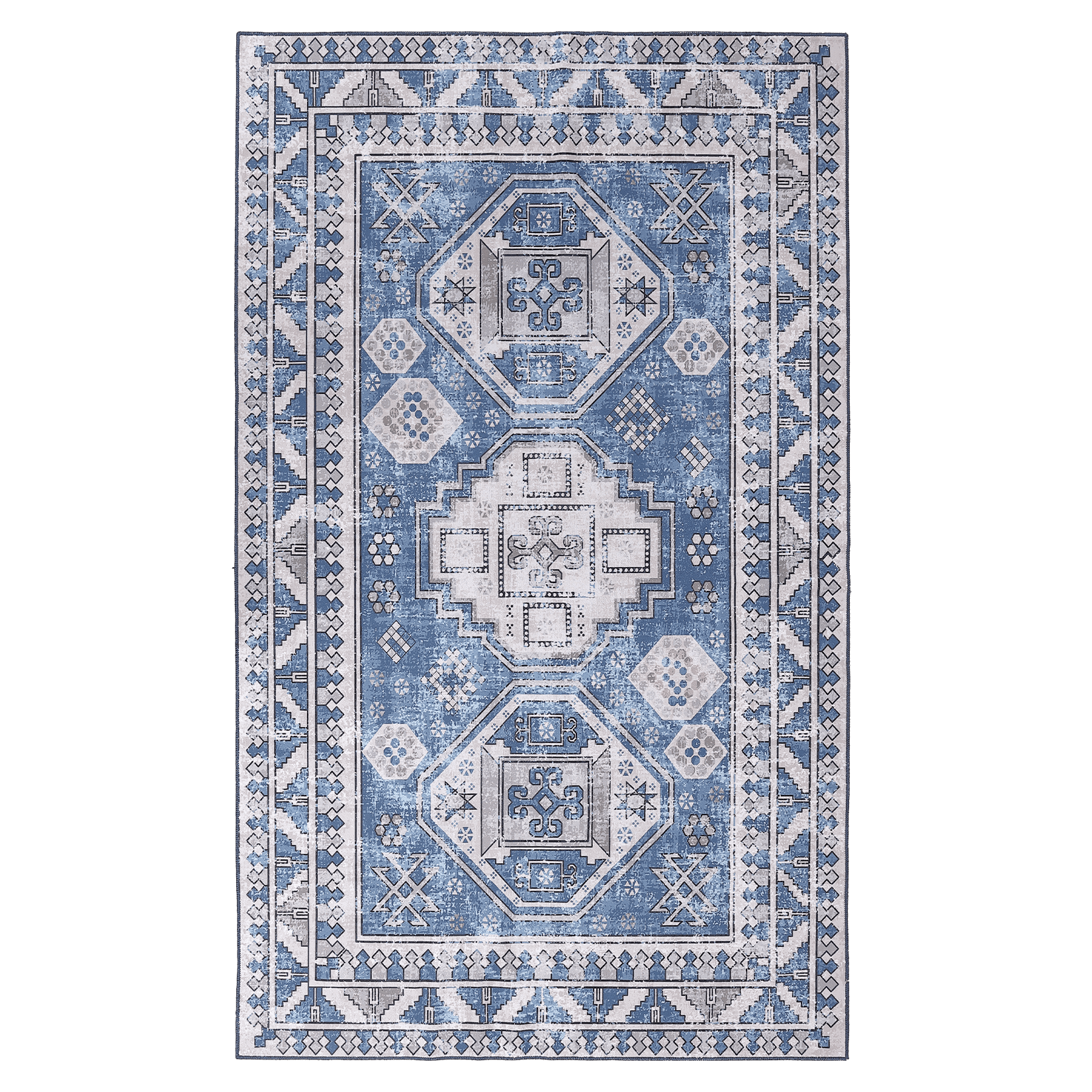 GlowSol Small Boho Rug 2' x 3' Tribal Medallion Distressed Rug LowPile