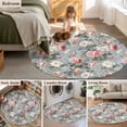 thumbnail image 5 of Round Area Rugs Collection 6 Ft, Vintage Spring Floral Non-Slip Residential Carpet, Summer Botanical Watercolor Indoor Crawling Mats Runner Rugs for Living Room/Dining Room/Bedroom, 5 of 8