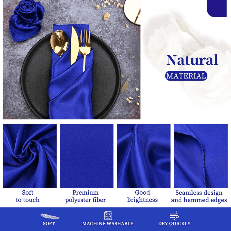 Elegant Restaurant Quality 100% Cotton Dinner Table Cloth Napkins with Clean- Lined Hemmed Edges, Bulk Set, Square 20 inch x 20'' for Weddings, Hotels
