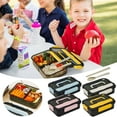 thumbnail image 1 of MORESEC under $5 4Pcs Lunch Box Set,Leak-Proof Compartment Container with Cutlery, Microwave and Dishwasher Safe, Portable Handle for Easy Carry, BPA-Free Plastic for Food Safety, Ideal for School, 1 of 9