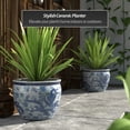 thumbnail image 2 of Red Lantern 14" Dragon Blue & White Porcelain Fishbowl Planter, 2 of 7