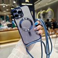 thumbnail image 1 of Crossbody Lanyard Gradient Glitter Magnetic Case For iPhone 15 14 13 12 11 Pro Max Plus For Magsafe Plating Soft TPU Back Cover, 1 of 7